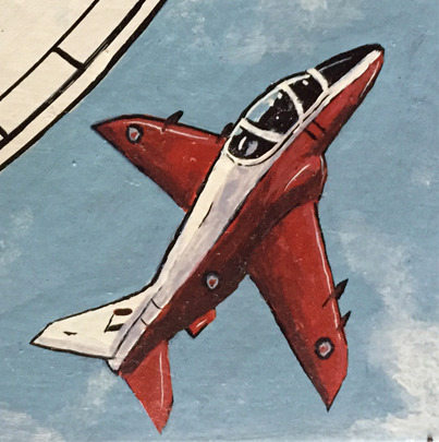 A custom painted clock dial. Its for my father who has piloted these aircraft in his career. Hes intending on putting a mechanism on it and making a custom case.