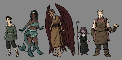 More Character designs for a comic i am working on. Characters from left to right: Matt, Mimi, Zyanya, Flick and Bara.