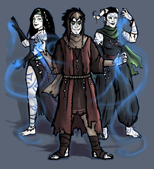 Because clearly I’m using my university week for reading and study…
Three Witches in time the Halloween. Morgause, Morgen and Morag.